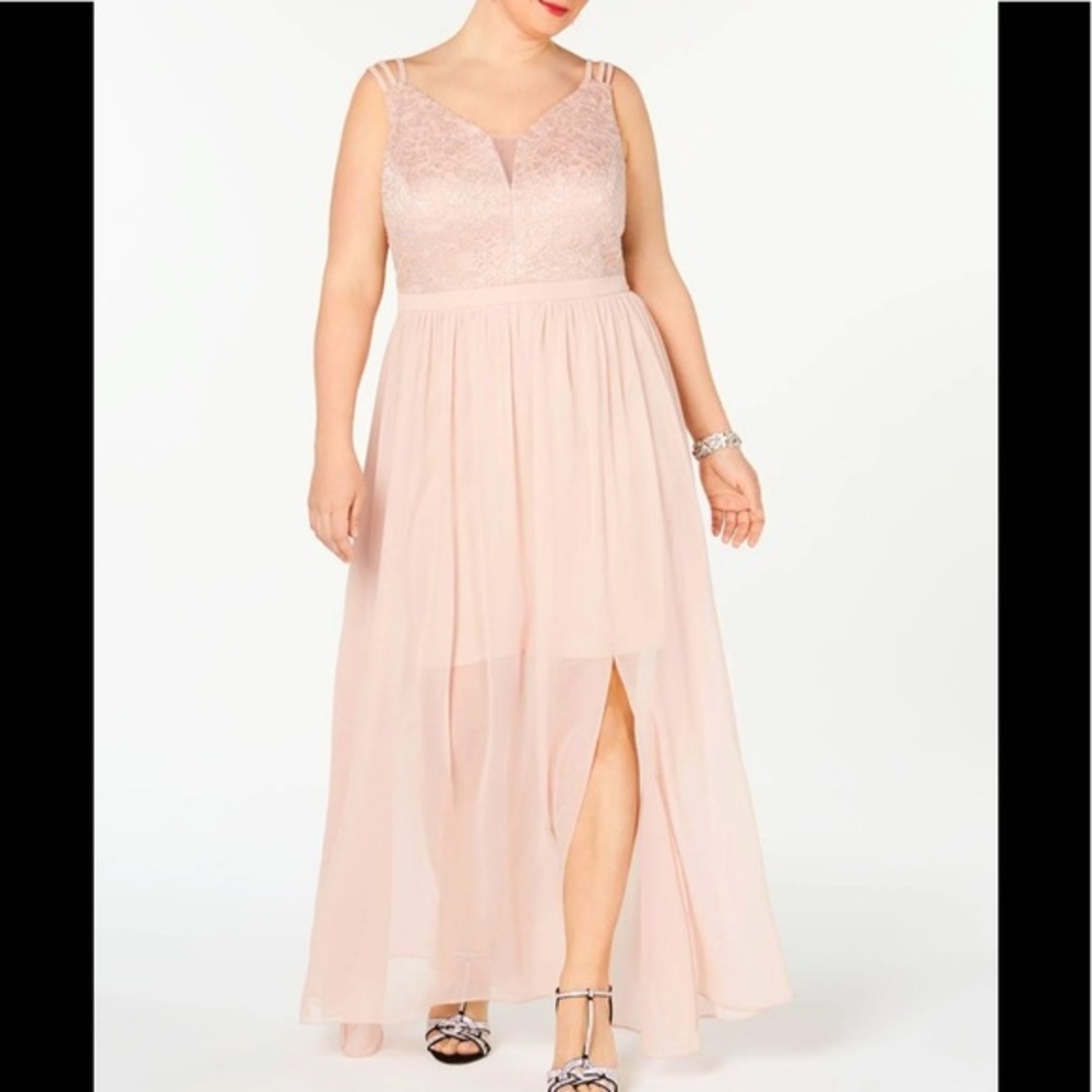 Women’s Formal Dress Plus Size 20W 22W MORGAN & CO Blush Pink Lace Formal Sheath